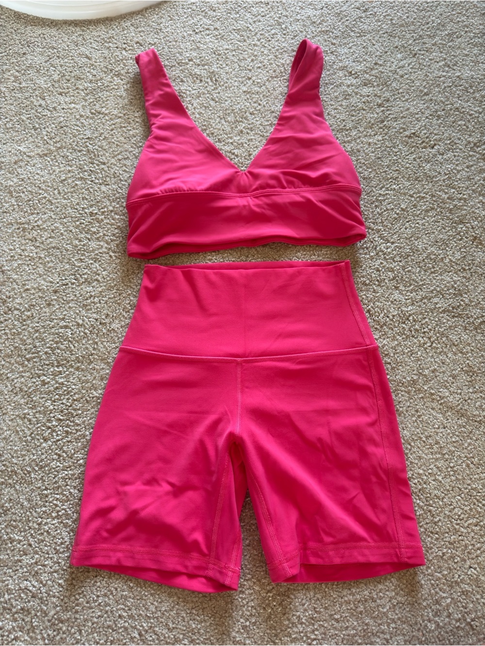 lululemon athletica Hot Pink High-Waist Bike Shorts & V-Neck Sports Bra Set